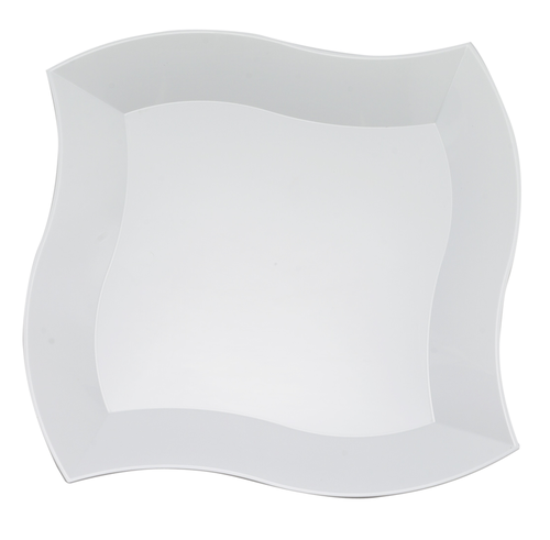 Disposable White Wave Plastic 10" Dinner Plates - Posh Party Supplies