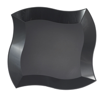 Disposable Chic 10" Black Plastic Wave Dinner Plates - Posh Party Supplies
