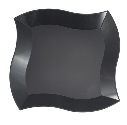 Disposable 7" Black Plastic Wave Dessert Plates - Posh Party Supplies
