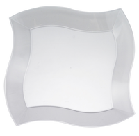 Pretty Plastic Wave Disposable 7" Clear Dessert Plates - Posh Party Supplies