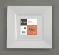Disposable Square 8" White Plastic Salad Plates - Posh Party Supplies
