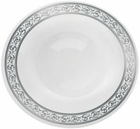 Elegant Silver Trim and White Plastic Dessert 5 .oz  Bowl - Posh Party Supplies