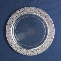 Elegant Clear Plastic 10.25" Plate with Silver Trim