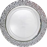 Elegant Clear Plastic 10.25" Plate with Silver Trim