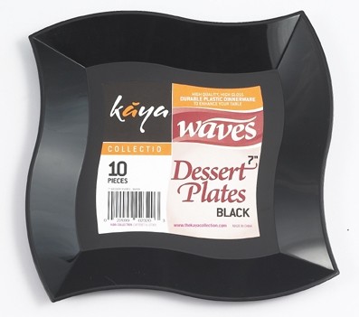 disposable black plastic dessert plates by Kaya for wedding and coctail parties