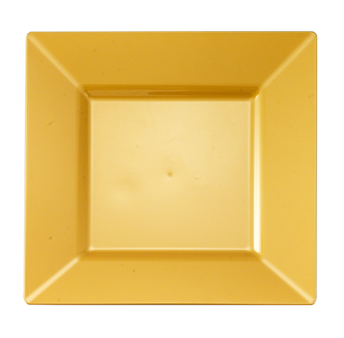 Disposable Square Gold Plastic 10.75" Dinner Plates - Posh Party Supplies