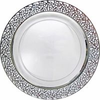 Pretty Clear Plastic 9 " Dinner Plate with Silver Trim - Posh Party Supplies