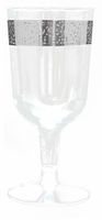 Silver Trim 6 oz Wine Plastic Cups - Posh Party Supplies