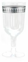 Plastic Silver Trim 6 oz Wine Cups - Posh Party Supplies