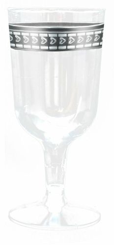 Plastic Silver Trim 6 oz Wine Cups - Posh Party Supplies