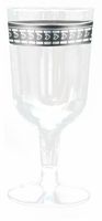 Plastic Silver Trim 6 oz Wine Cups - Posh Party Supplies