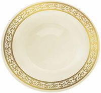 Elegant Gold Trim and Ivory Plastic Dessert Bowl - Posh Party Supplies