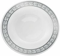 Elegant 5 .oz Silver Trim and White Plastic Dessert  Bowl - Posh Party Supplies