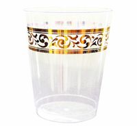 10 oz Plastic Tumblers with Gold Trimming - Posh Party Supplies