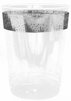 Elegant Disposable 10 oz Tumbler with Silver Trim - Posh Party Supplies