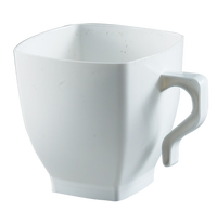 Disposable White 8 oz Disposable Plastic Coffee Mugs - Posh Party Supplies