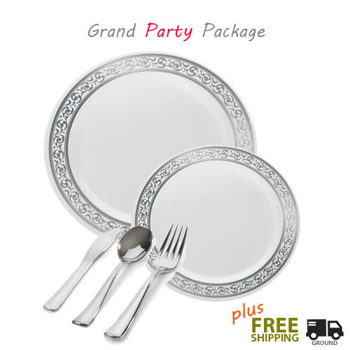white with silver wedding package for 120 guests