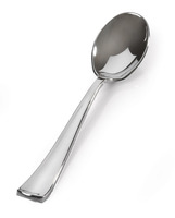 Disposable Elegant Silver Plastic Tea Spoons - Posh Party Supplies
