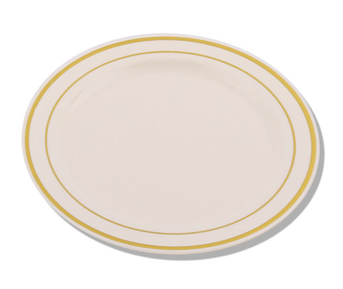 Elegant Bone with Gold 6" Round Plastic Plate