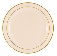 Elegant Bone with Gold 7.5" Round Plastic Plate - Posh Party Supplies