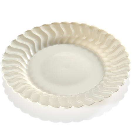 Elegant 10.25" Bone Plastic Round Dinner Plates -144 Plastic Plates