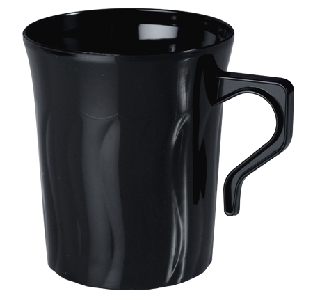Disposable Black 8 oz. Plastic Coffee Mugs - 280 Fancy Mugs