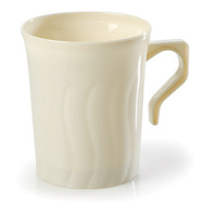 Elegant Bone 8 oz. Plastic Coffee Mugs - PoshPartySupplies.com