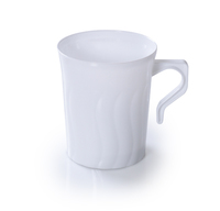 White 8 oz. Plastic Coffee Mugs  - Posh Party Supplies