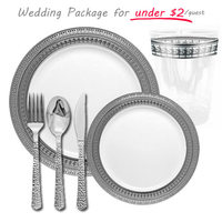 clear with silver rim - symphony wedding package for 100 guests