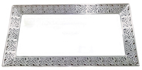 Beautiful Plastic Silver Rimmed White Serving Tray - Posh Party Supplies