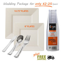 Kaya Collection Grand Wedding Package - 60 Square Ivory/BoneTable Settings