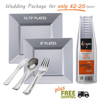 Square Silver Tableware by Kaya Collection - Grand Wedding Package for 60