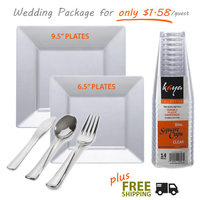 Square Clear Plastic Tableware Wedding Package
