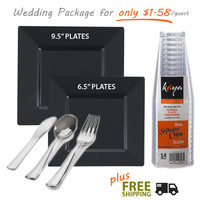Square Black Plastic Tableware Wedding Package