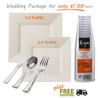 Square Cream PlasticTableware Wedding Package