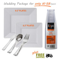 Square White Tableware Wedding Package