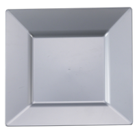 Disposable Square Silver Plastic 6.5" Dessert Plates - Posh Party Supplies
