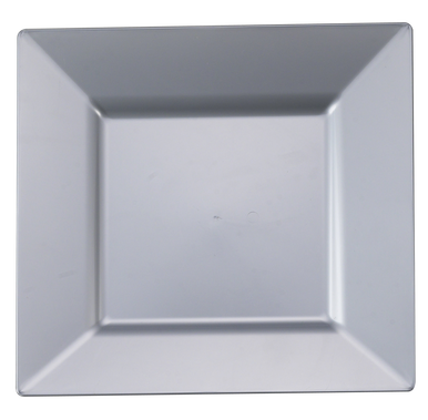 Disposable Square Silver Plastic 6.5" Dessert Plates - Posh Party Supplies