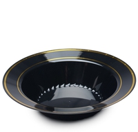 Elegant Black with a Gold Rim 12 oz. Plastic Bowl