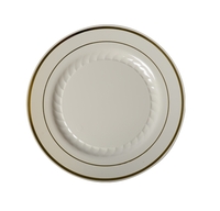 Elegant Bone with Gold 6" Round Plastic Plate