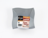 Disposable Wave Disposable Plastic Silver 14 oz Soup Bowls - Posh Party Supplies