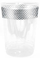 Chic 10 Oz. Plastic Tumblers with Silver Rim - Posh Party Supplies
