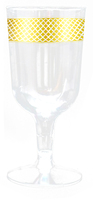 Stunning Plastic Gold Diamond Trim 6 oz Wine Cups - Posh Party Supplies