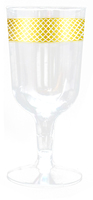 Elegant Plastic Gold Diamond Trim 6 oz Wine Cups - Posh Party Supplies