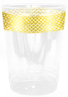 Chic 10 Oz. Plastic Tumblers with Gold Rim - Posh Party Supplies