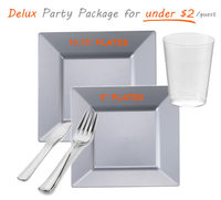 Disposable Kaya Collection Grand Party Package - 20 Square Silver Table Settings