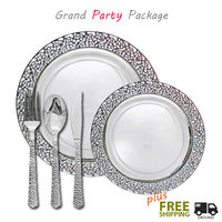 Inspiration Collection Value Party Package - Clear with Silver Table Settings for 120