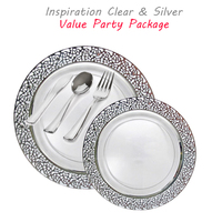 Inspiration Party Package with Silver & Clear Table Settings - Wedding Package for 120 Guests