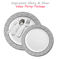 white with silver rim party package