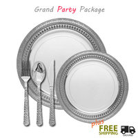 clear with silver rim - symphony wedding package for 100 guests